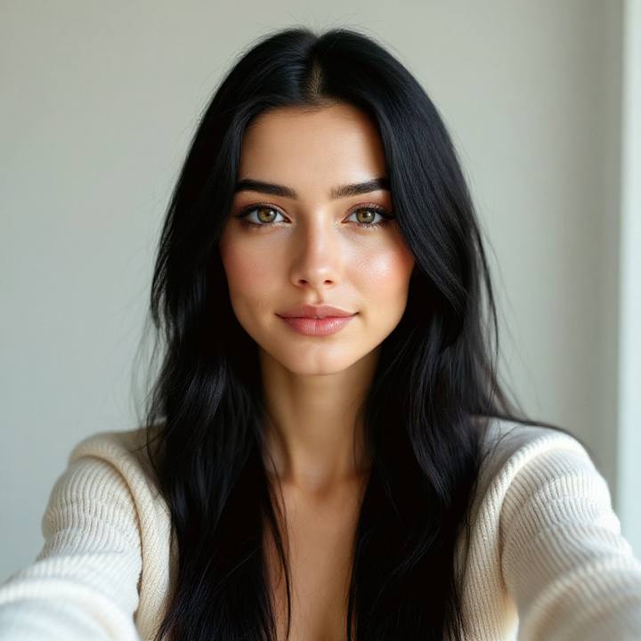 Jet black hair color tried on with the AI hair color changer