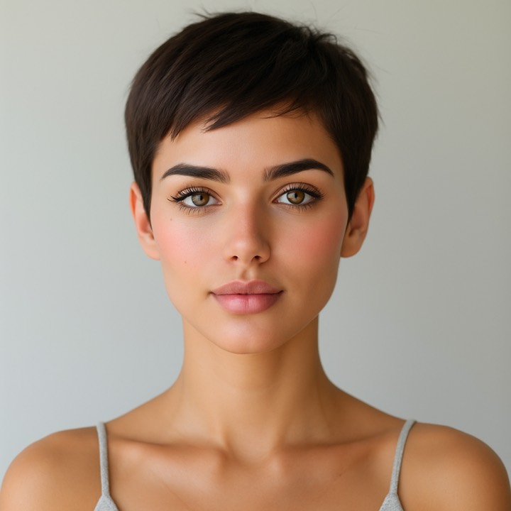 Pixie cut hairstyle try on preview, identity preserved